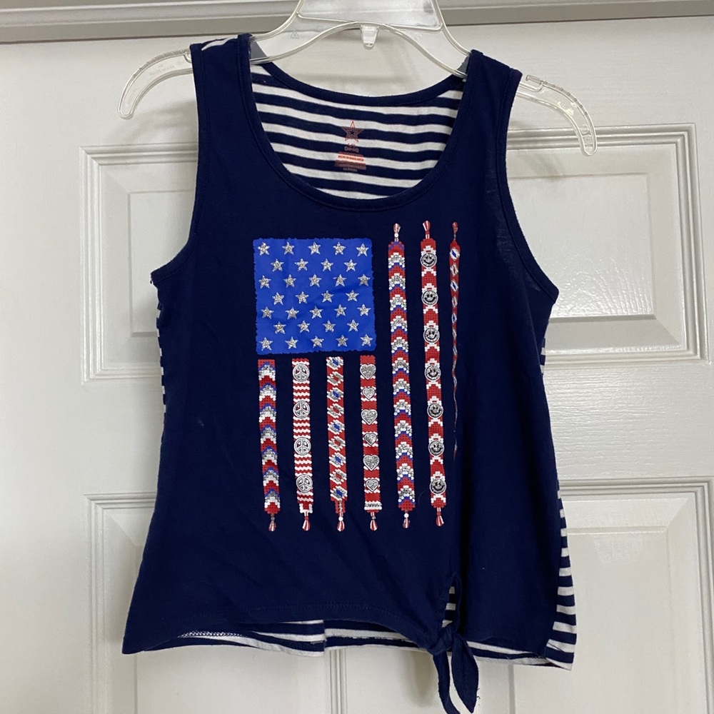 Red, white & blue sparkly tank top size L(10/12) {160}